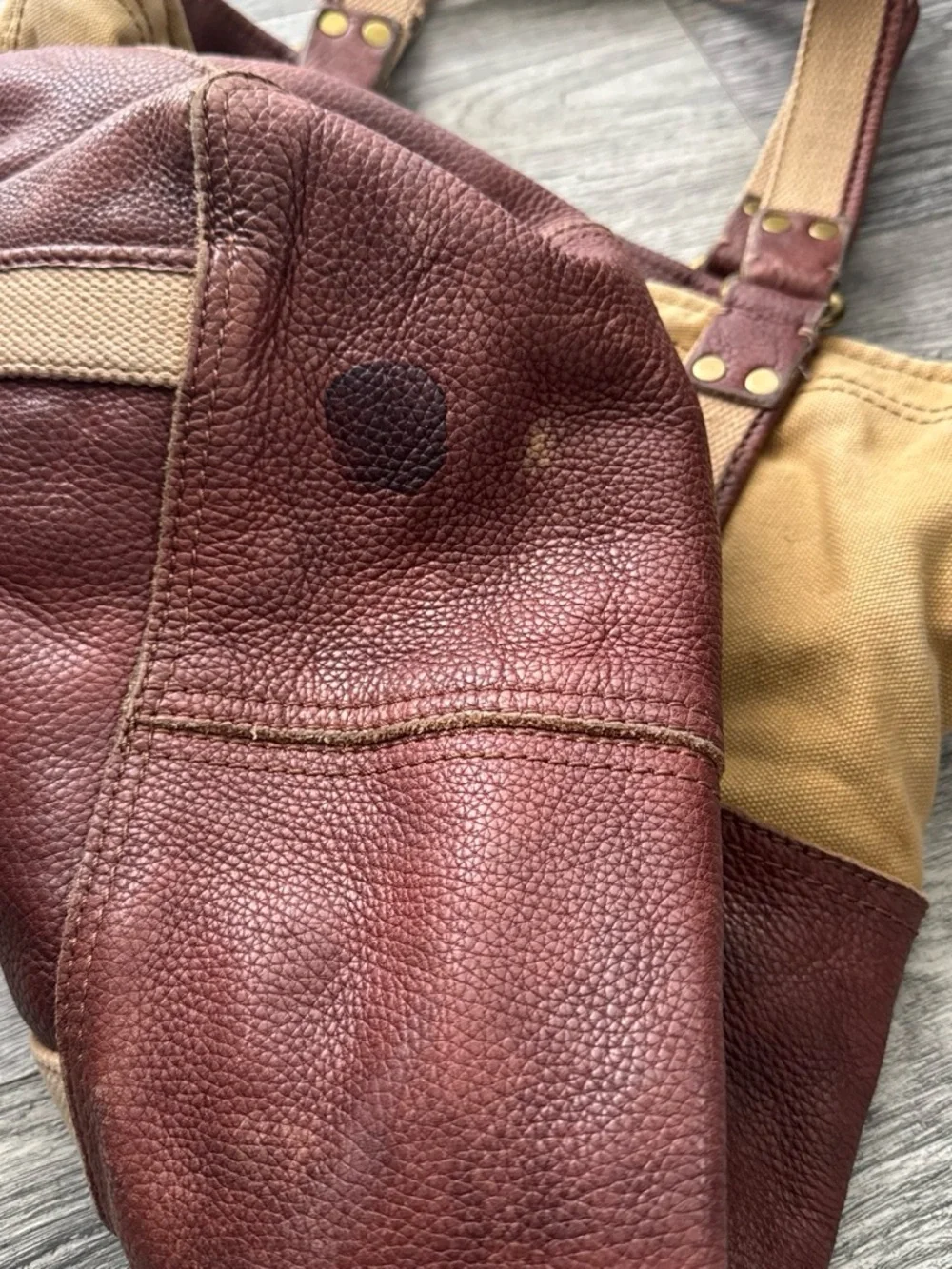 Lucky Brand Two-Tone Canvas & Leather Messenger Tote - Tan and Brown